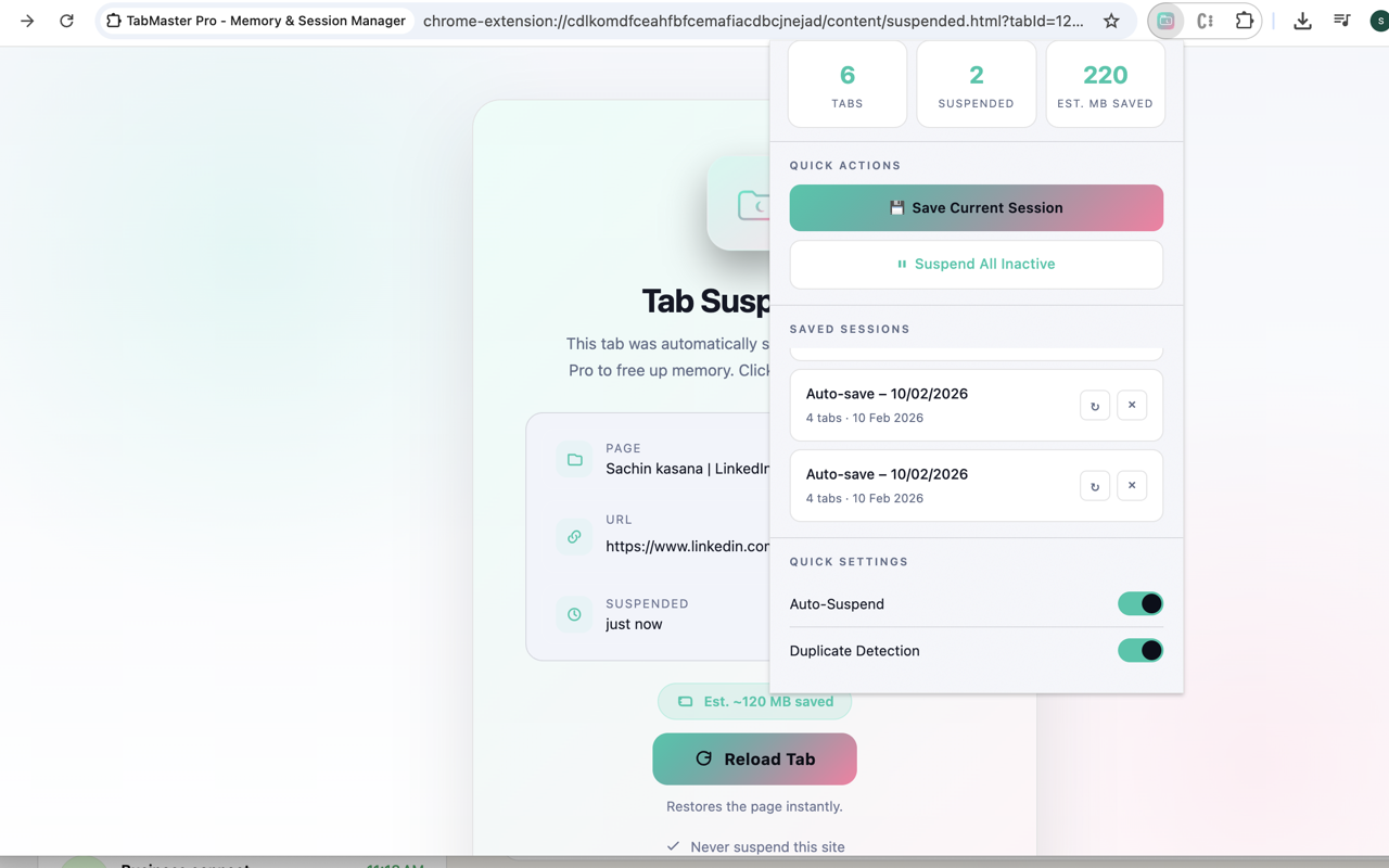 TabMaster Pro sessions